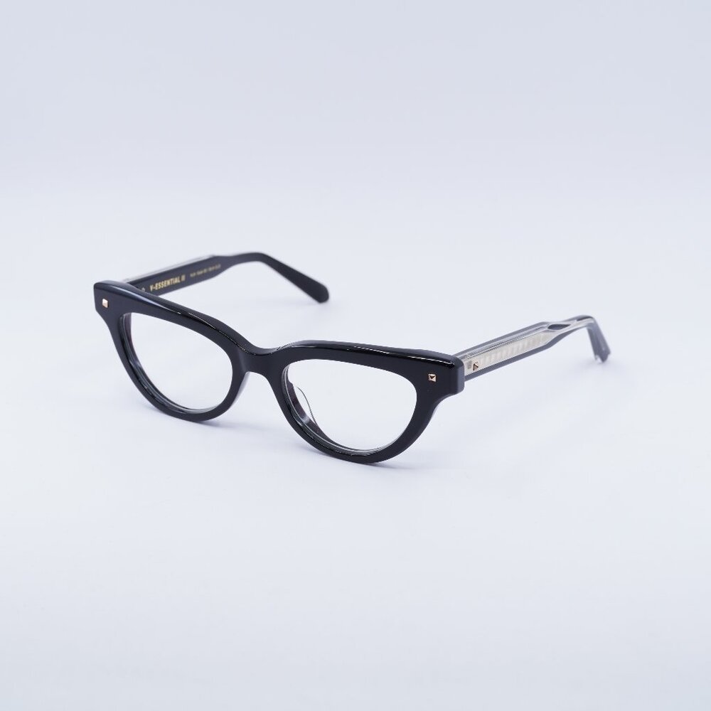 Valentino V-ESSENTIAL II VLX-124A Eyeglasses Shiny Black 50mm Cat Eye Frame